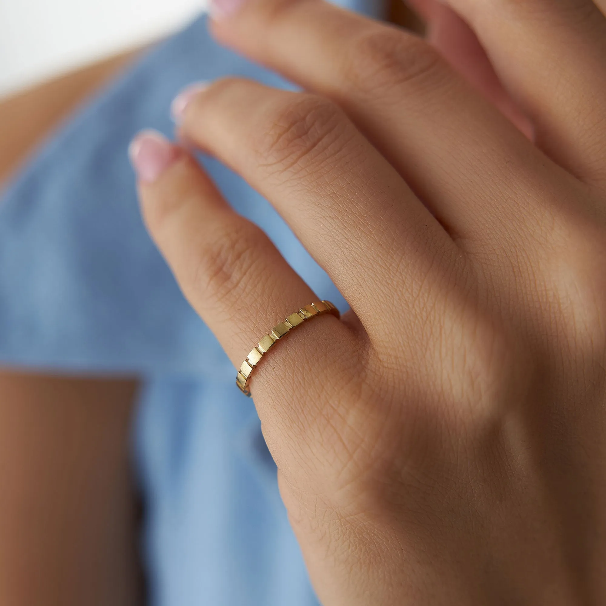 14K Geometric Square Stacking Ring