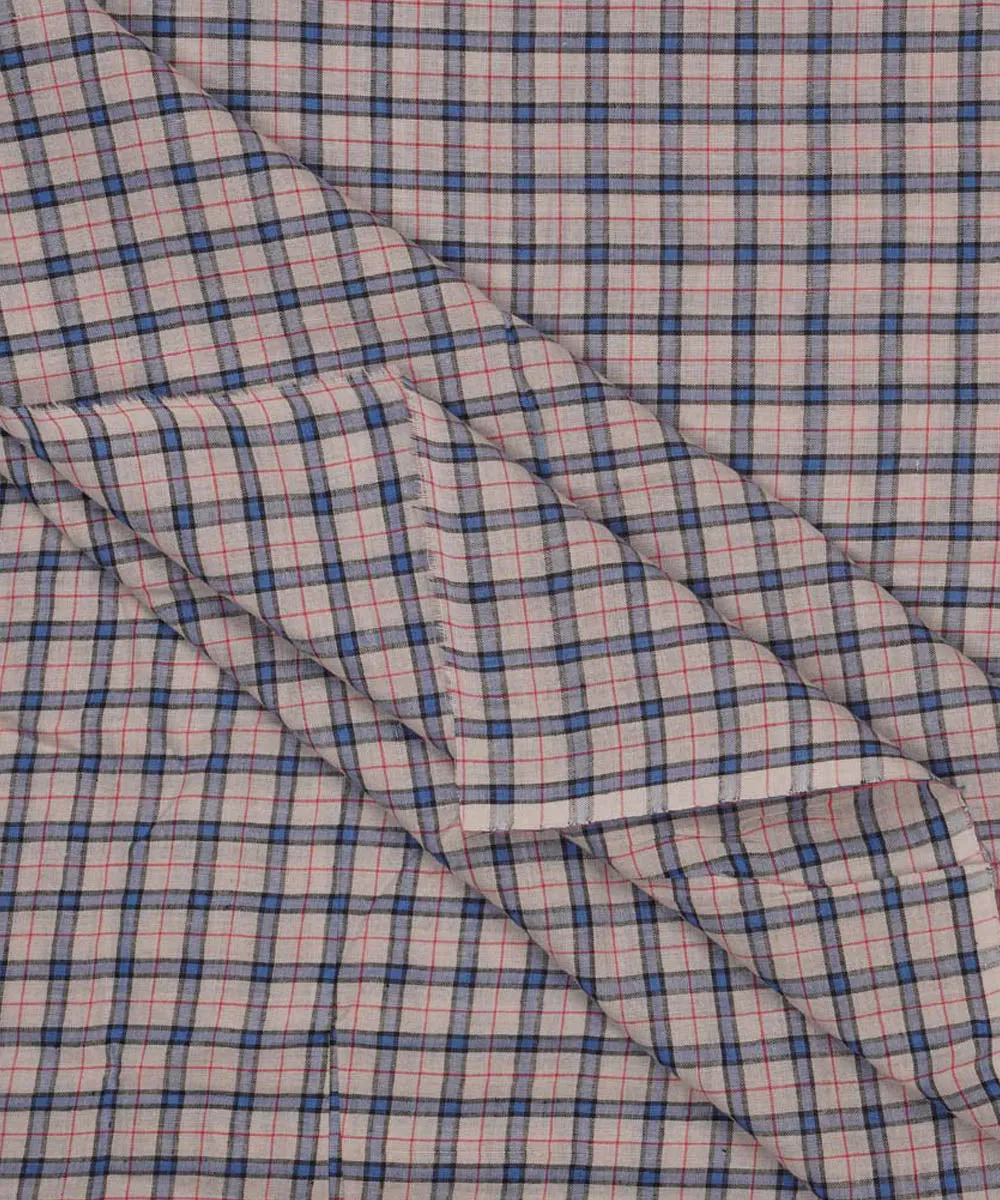 1.5m Light grey blue checks handspun handwoven bengal cotton fabric