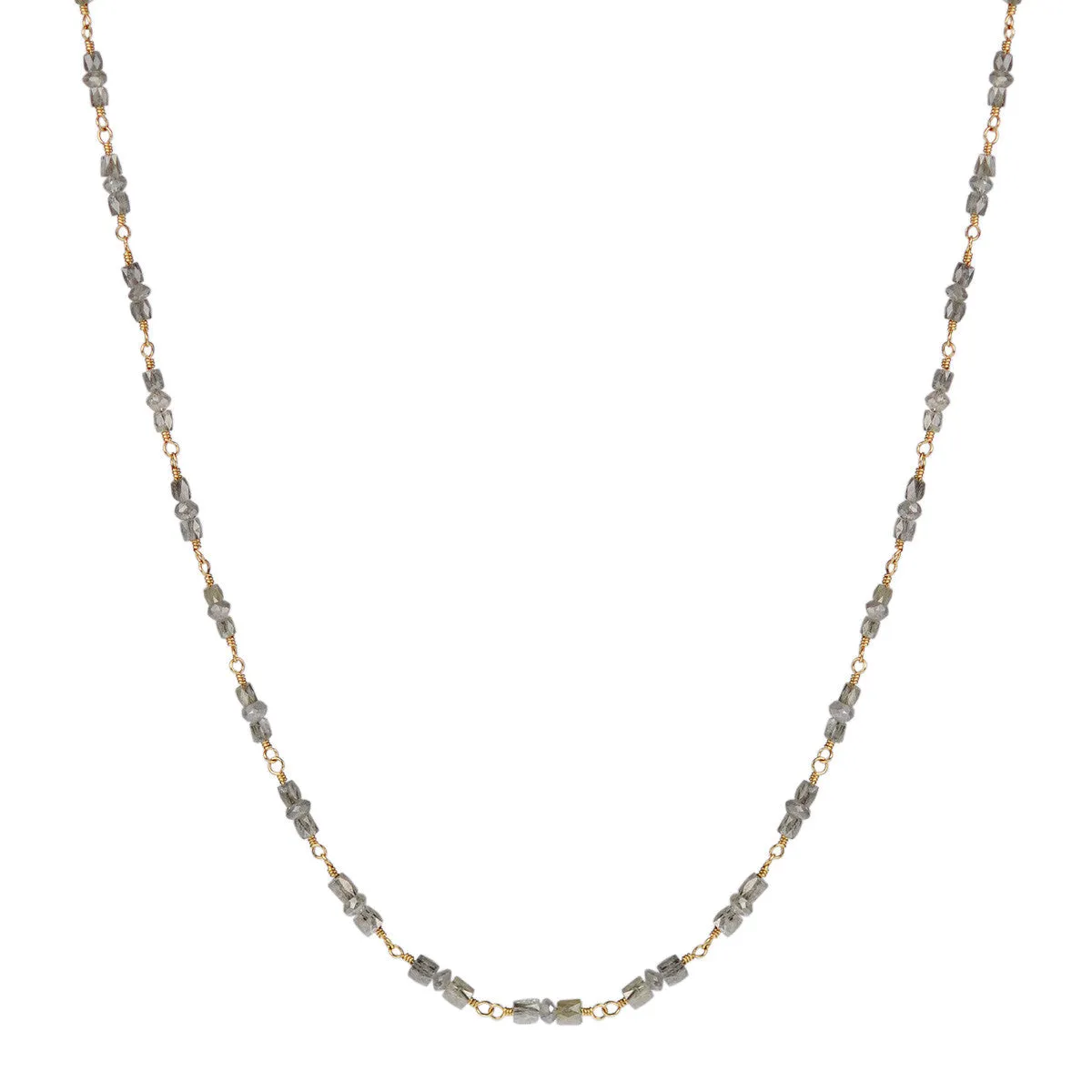 18K Gold Full Grey Diamond Station Chain