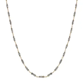 18K Gold Full Grey Diamond Station Chain