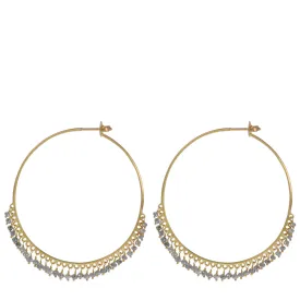 18K Gold Large Grey Diamond Endless Hoop Earrings