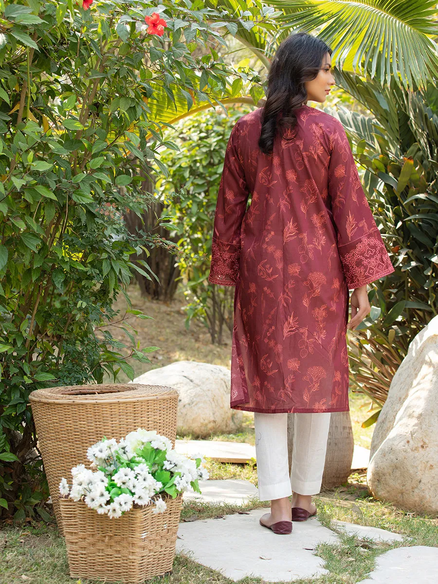 1pc - Printed Embroidered Lawn Shirt