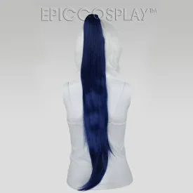 35" Blue Black Fusion Straight Ponytail Clipon