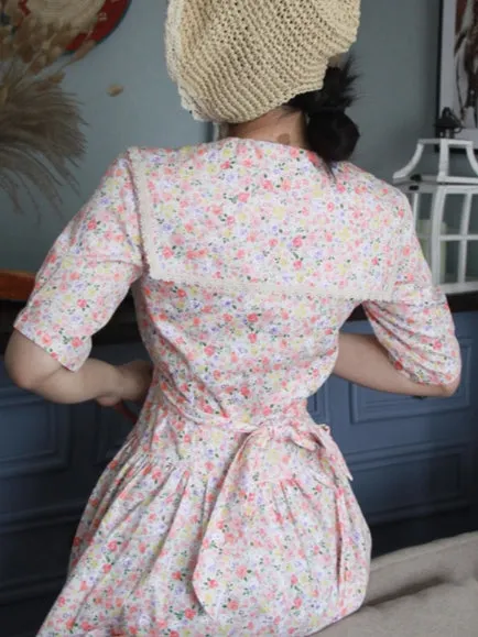 80's Laura Ashley Style Summer Floral Dress