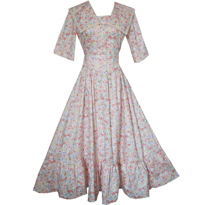 80's Laura Ashley Style Summer Floral Dress