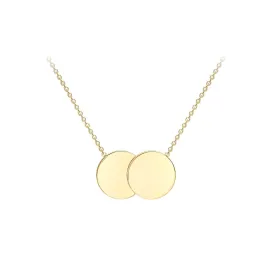 9K Yellow Gold Solid Double Disc Necklace 41 2cm