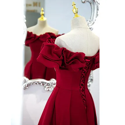 A line Red Long Prom Dresses SH180