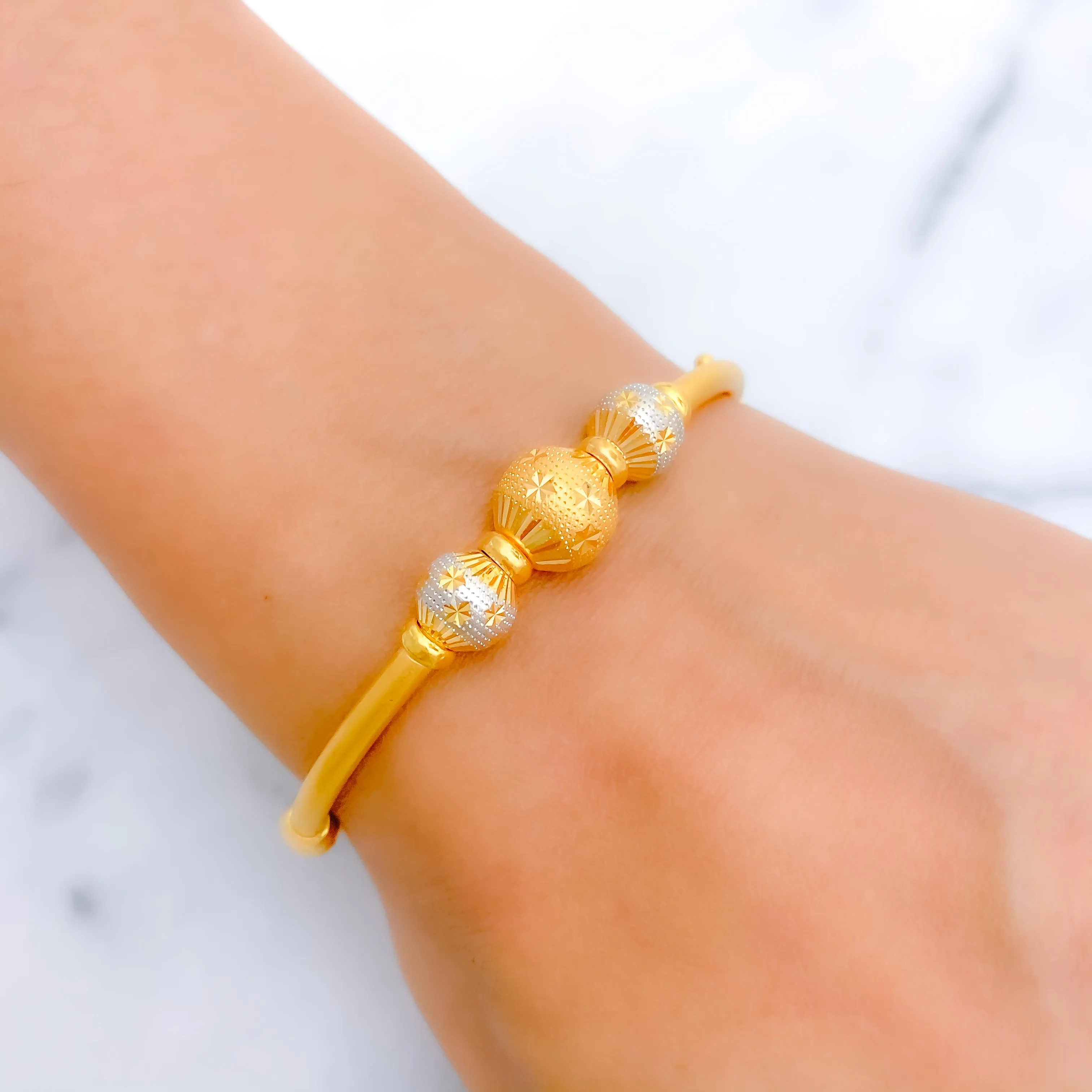 Accented Alternating Bead Bangle Bracelet