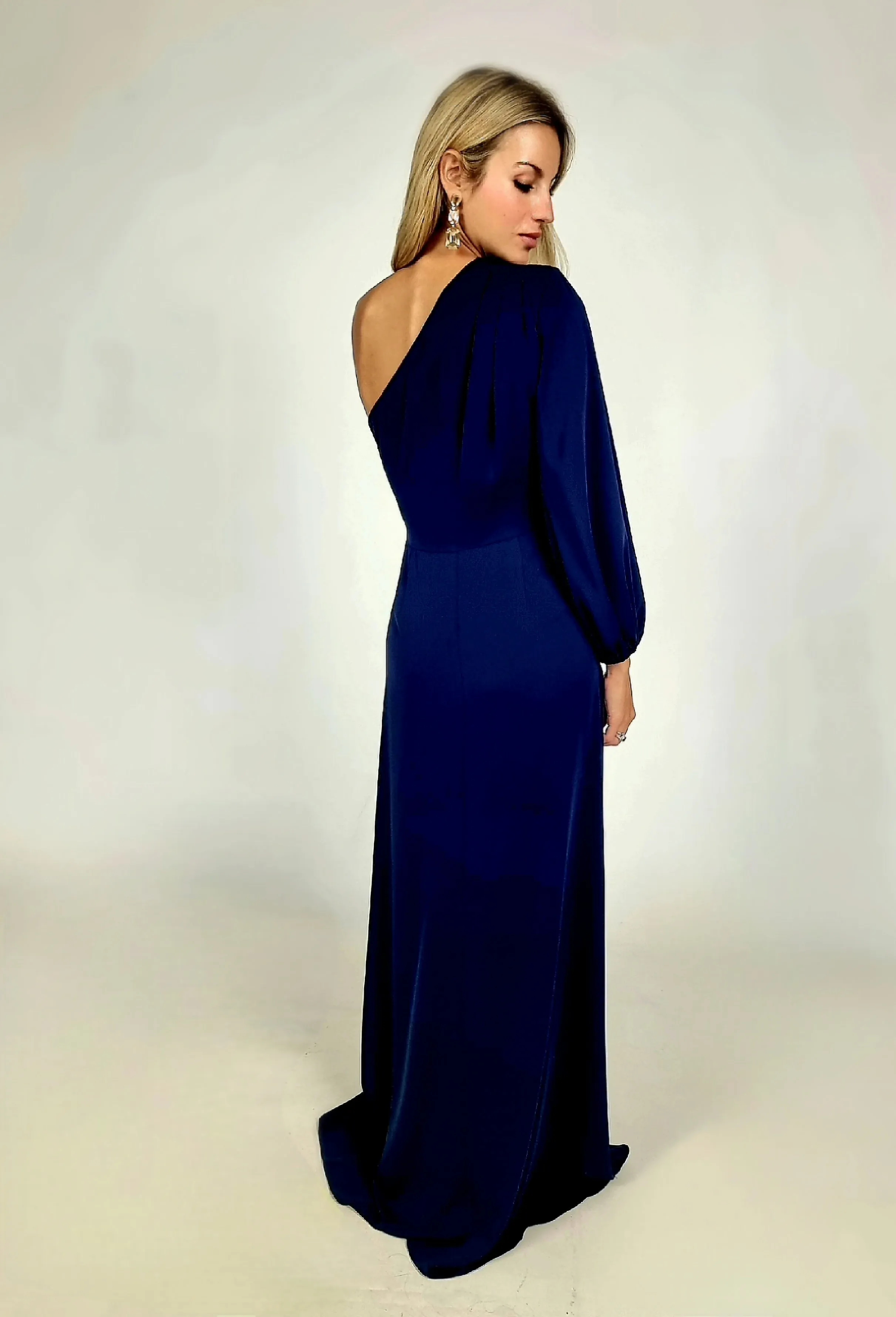 Access Fashion Navy One Shoulder Maxi Dress