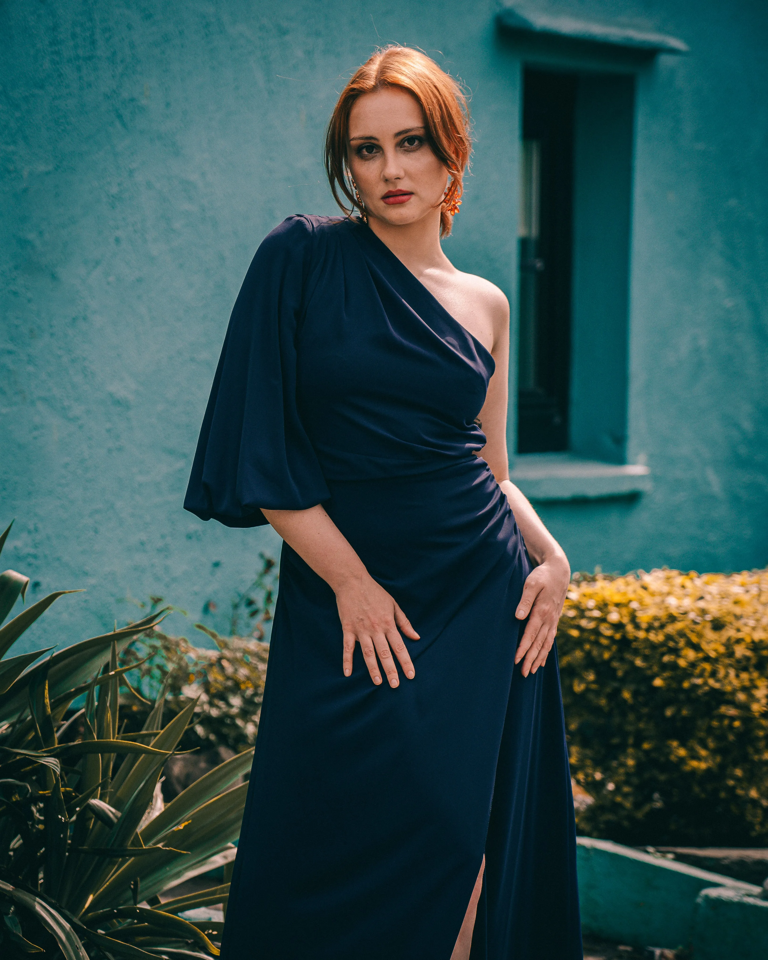 Access Fashion Navy One Shoulder Maxi Dress