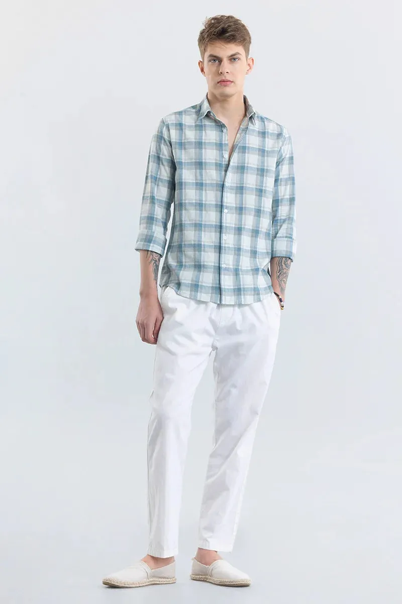 Alessia Blue Checks Linen Blend Shirt