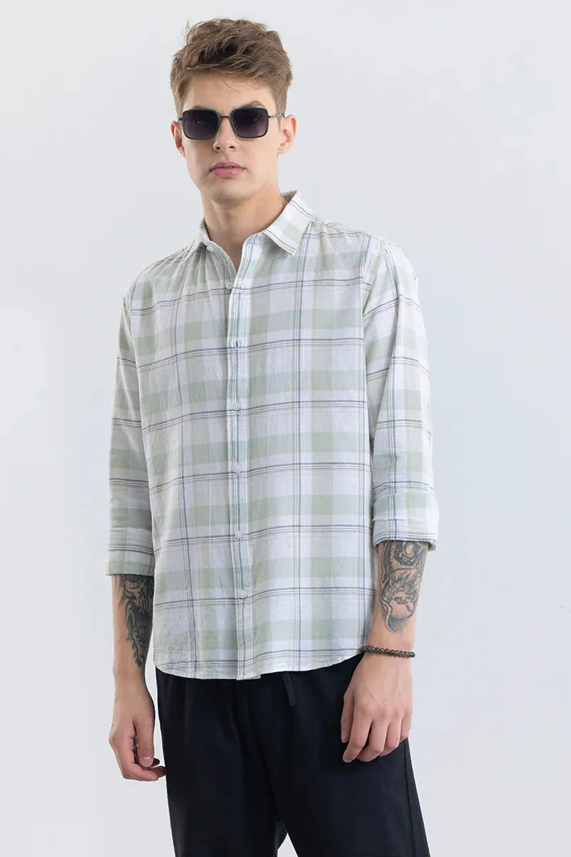 Alessia Light Green Checks Linen Blend Shirt