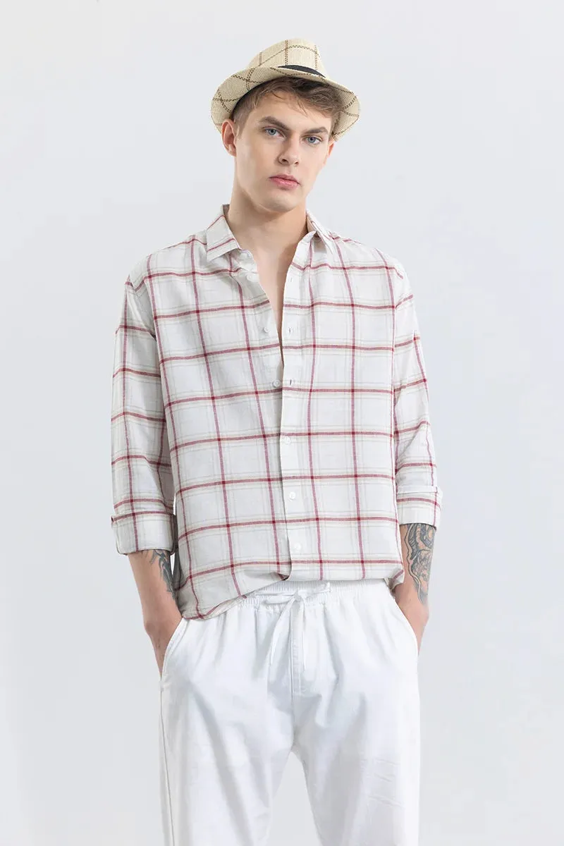 Alessia Red Checks Linen Blend Shirt