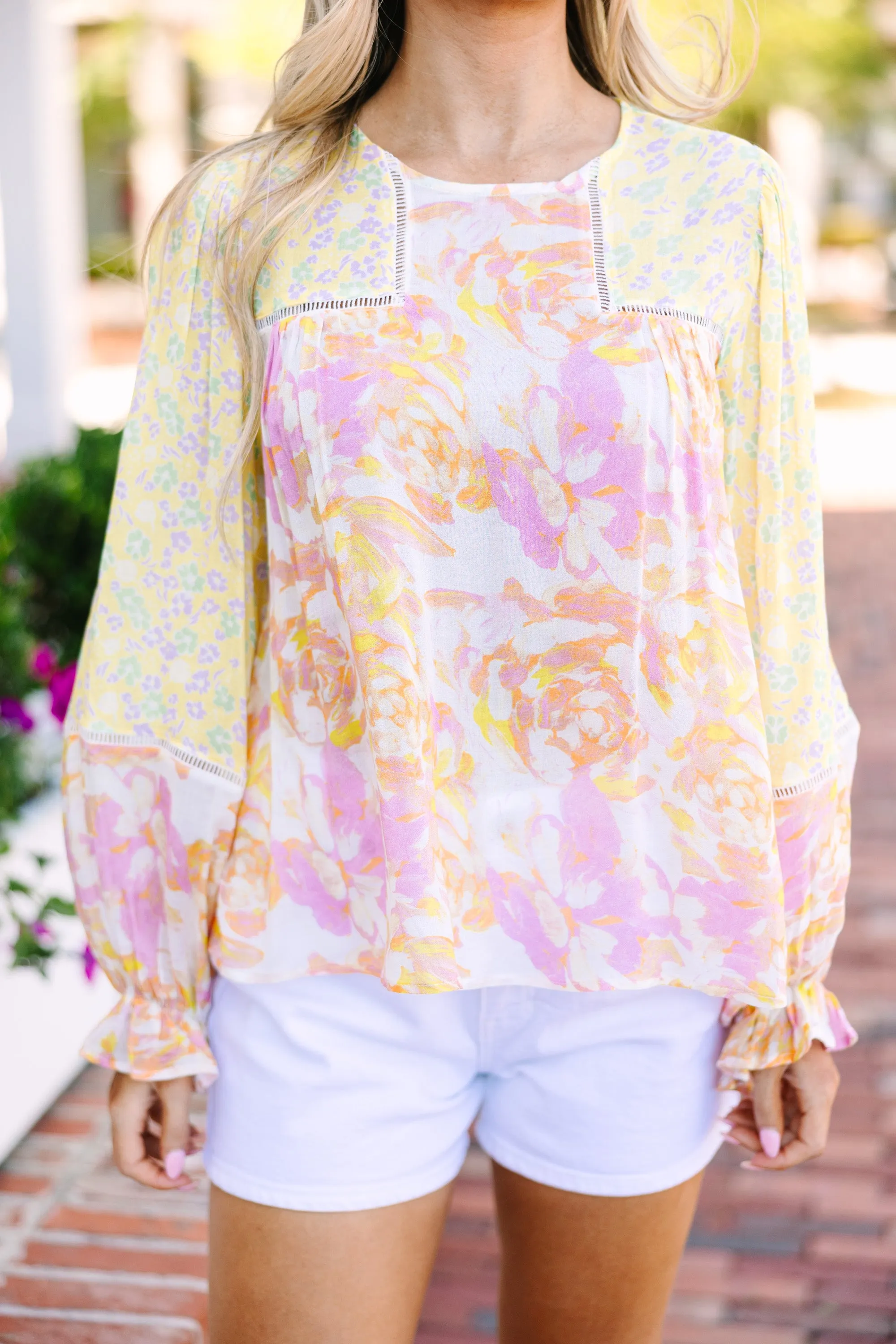 All The Details Yellow Floral Blouse