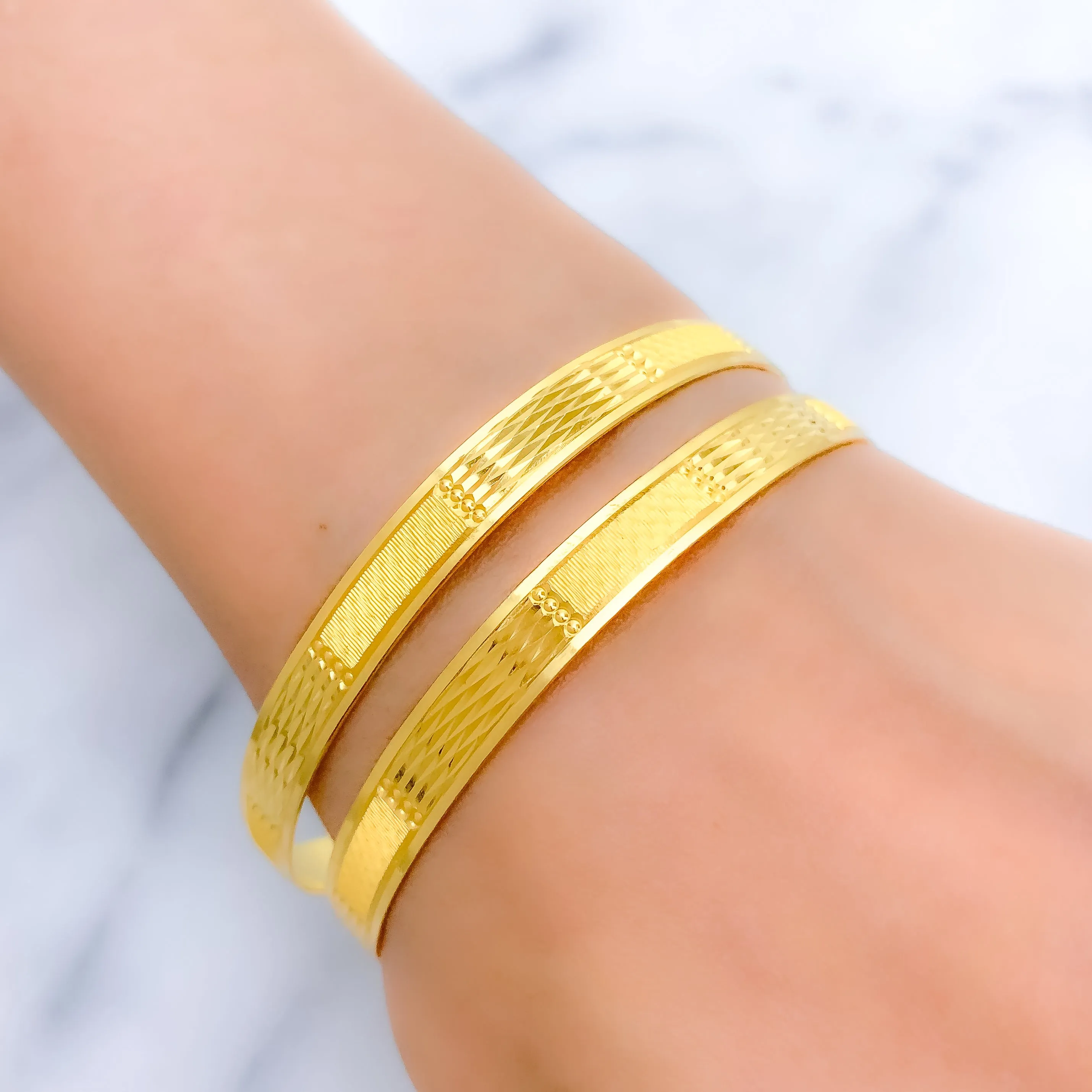 Alternating High Finish Bangle Pair