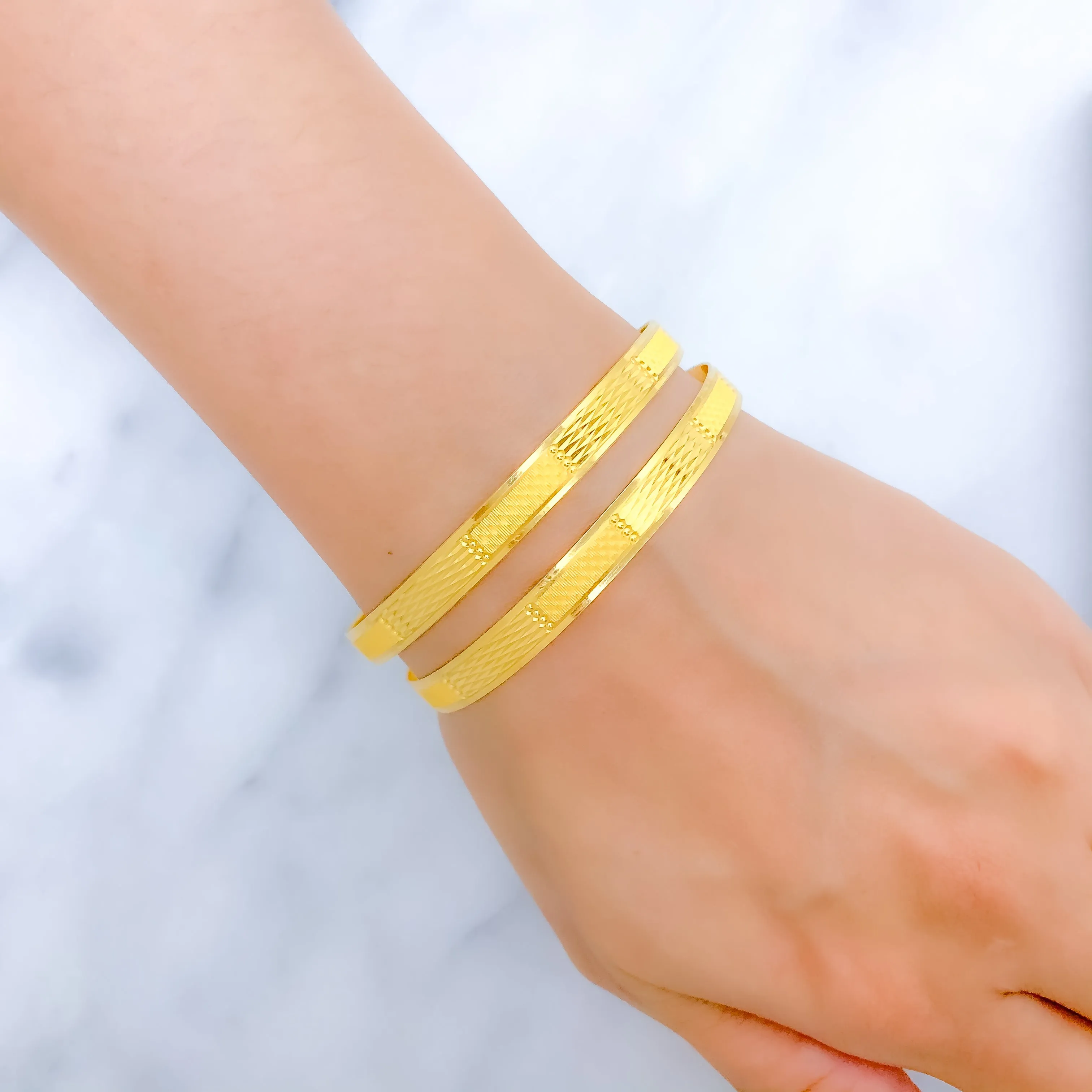 Alternating High Finish Bangle Pair