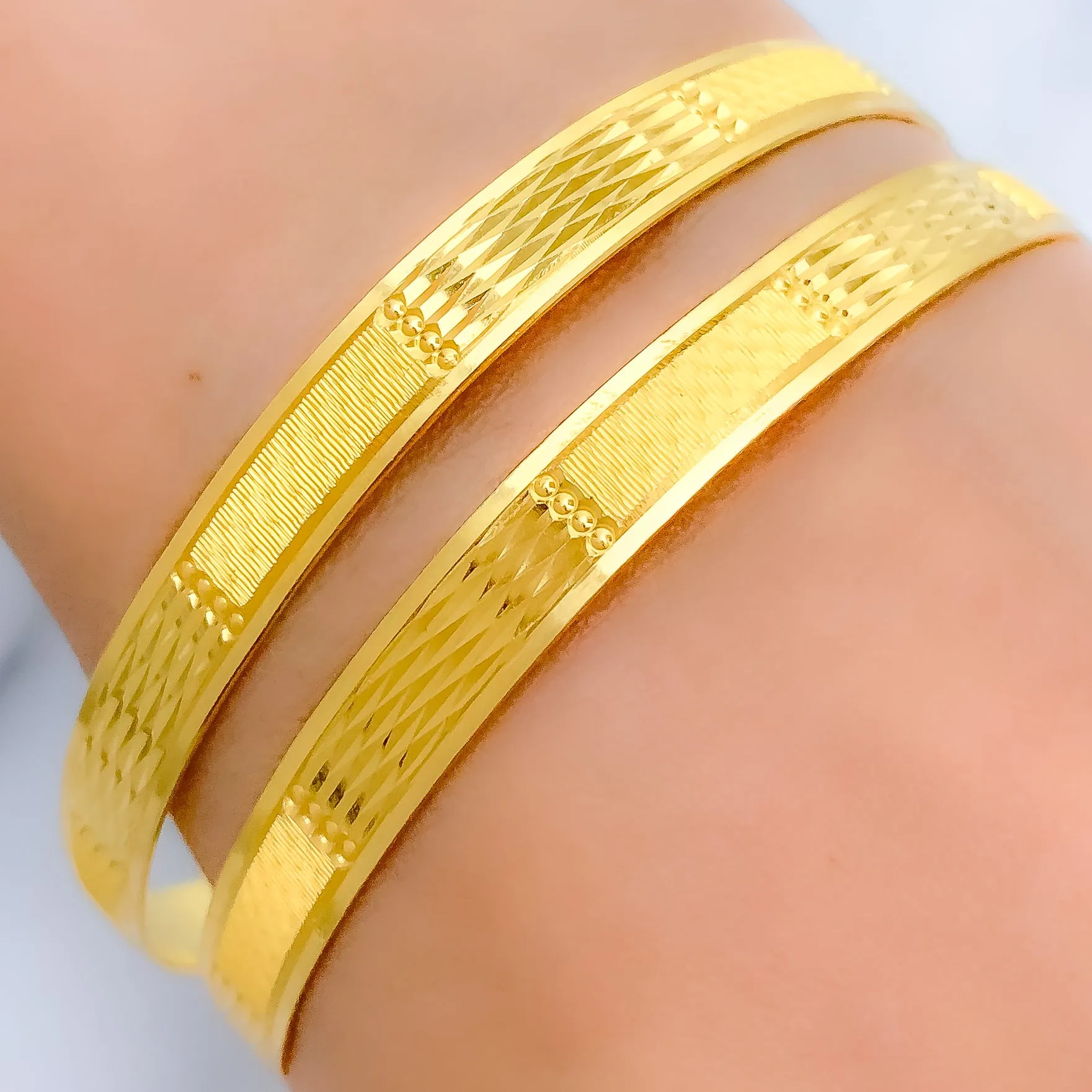 Alternating High Finish Bangle Pair