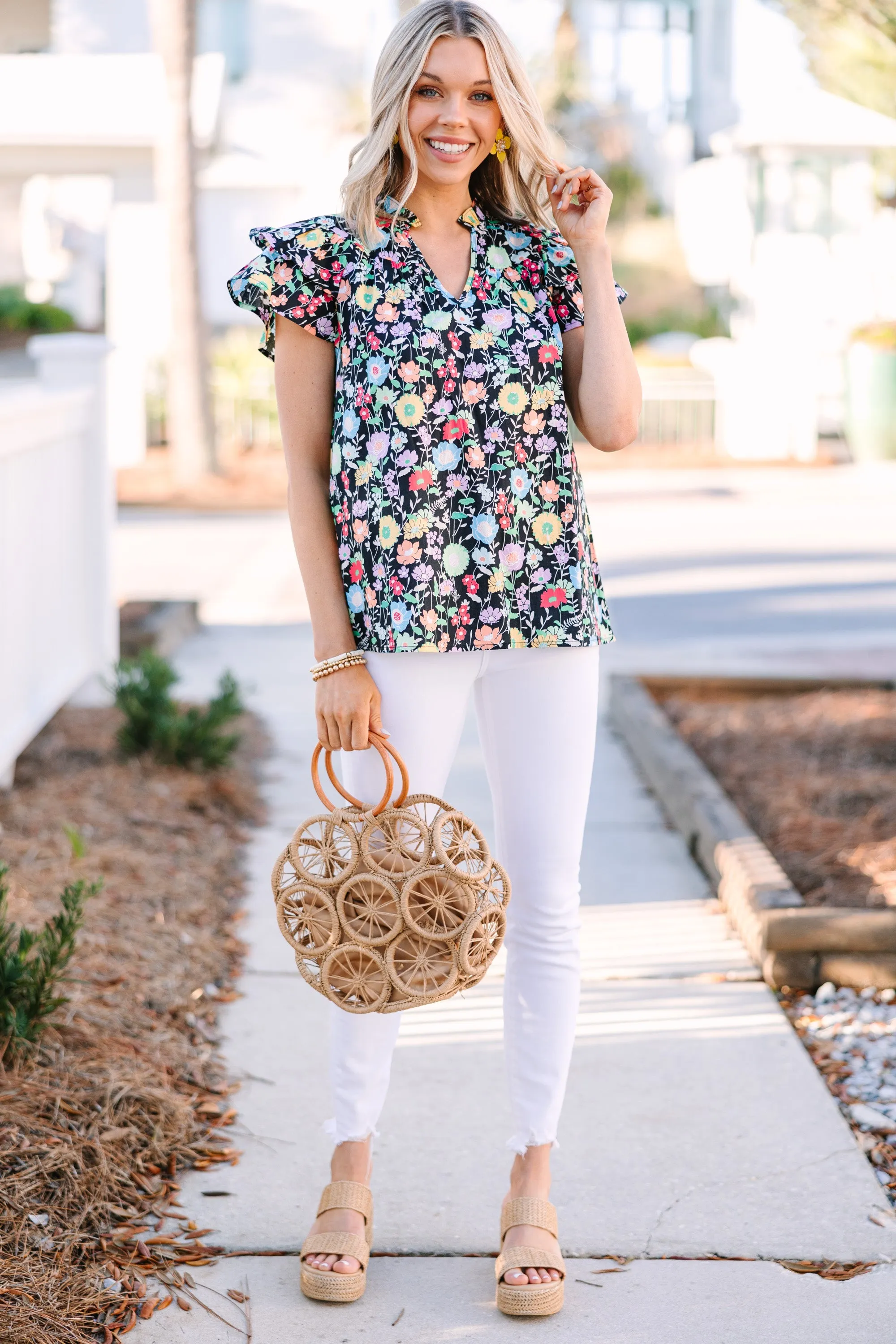 Always Ready Black Floral Blouse