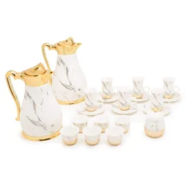 Am Dilwen Gold with Decorated Flask Tea Set - 22 Pieces - AM9415-S21/042