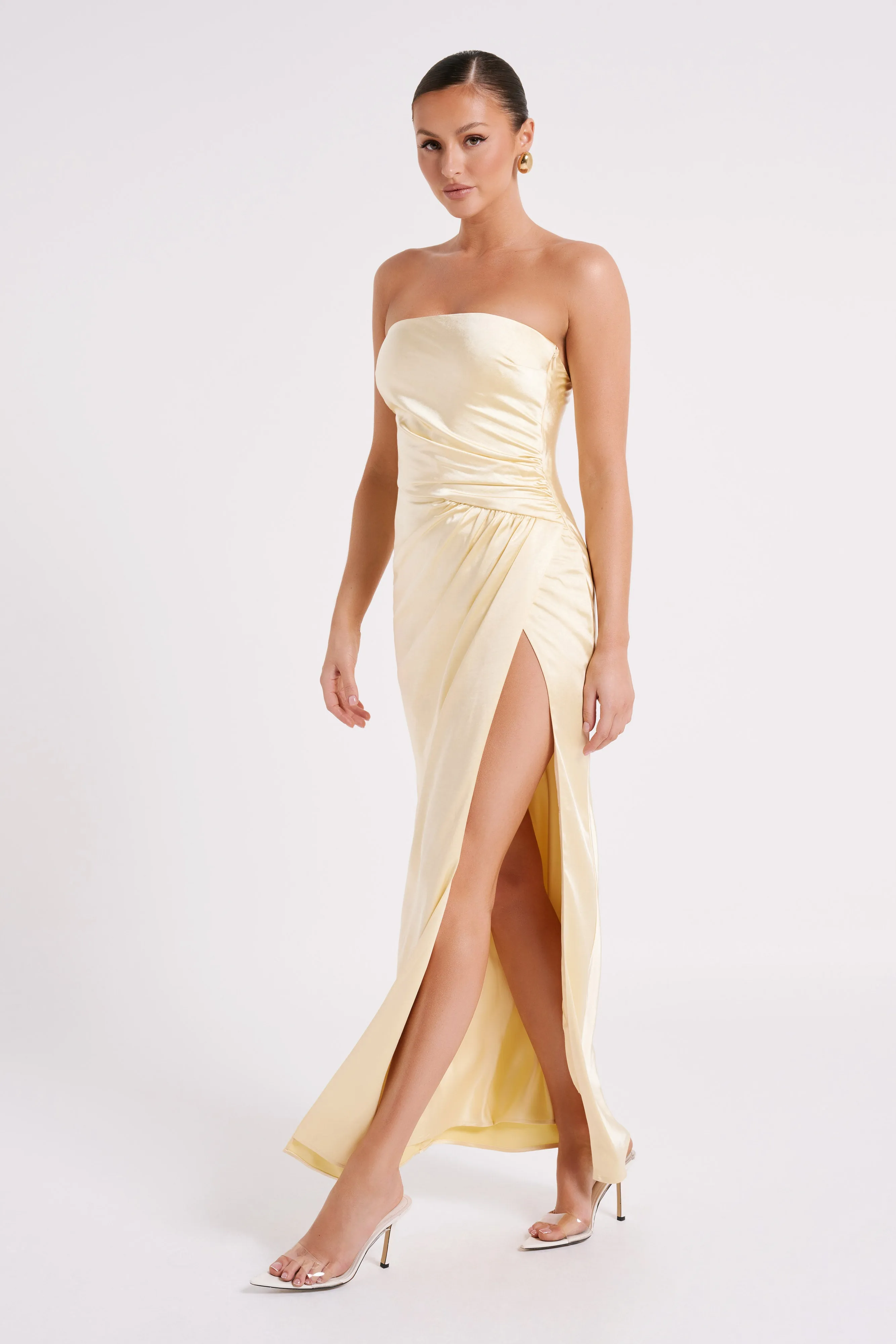 Aminah Draped Strapless Maxi Dress - Butter