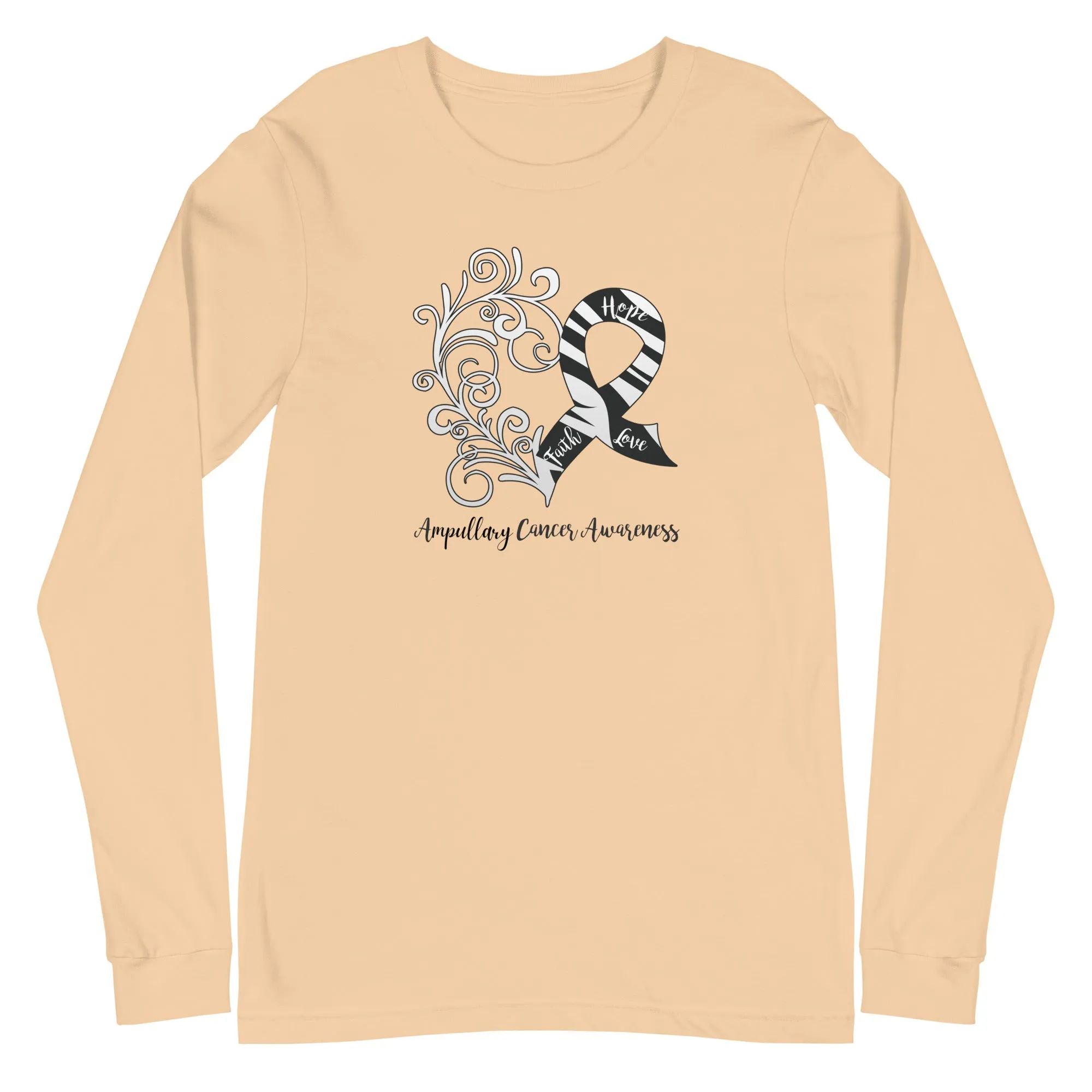 Ampullary Cancer Awareness Heart Long Sleeve Tee (Several Colors Available)