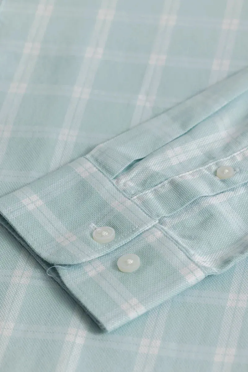 Antonios Premium Quality, Aquamarine Checked Pattern Shirt