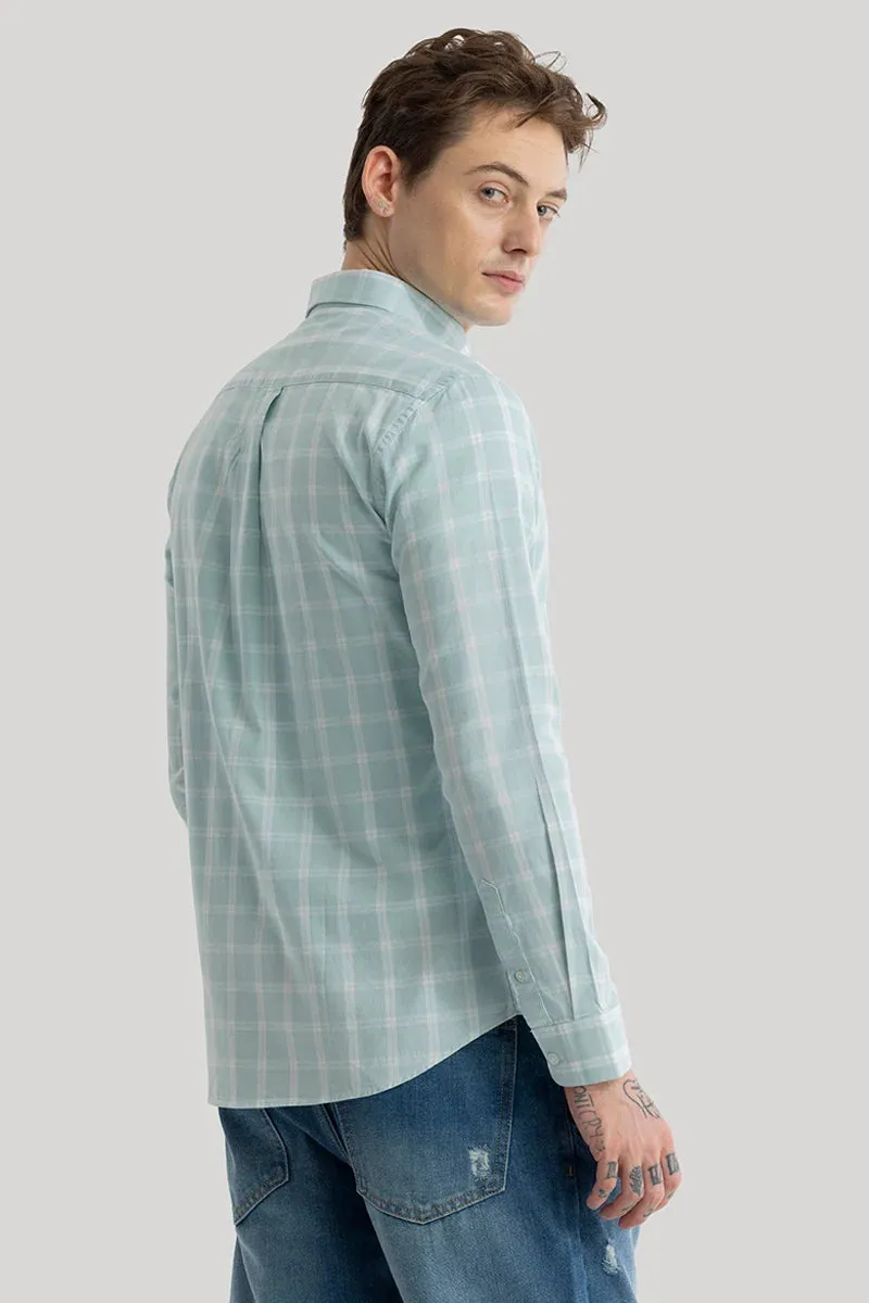 Antonios Premium Quality, Aquamarine Checked Pattern Shirt