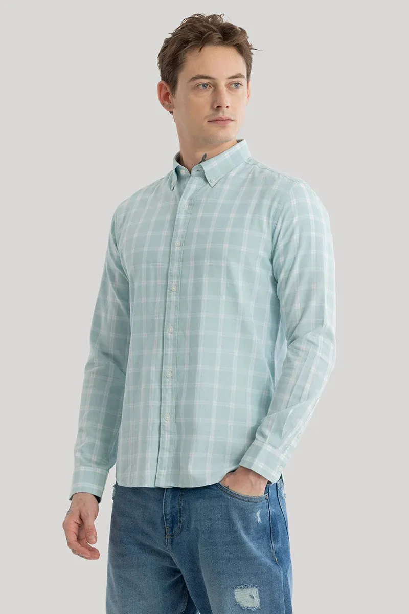 Antonios Premium Quality, Aquamarine Checked Pattern Shirt