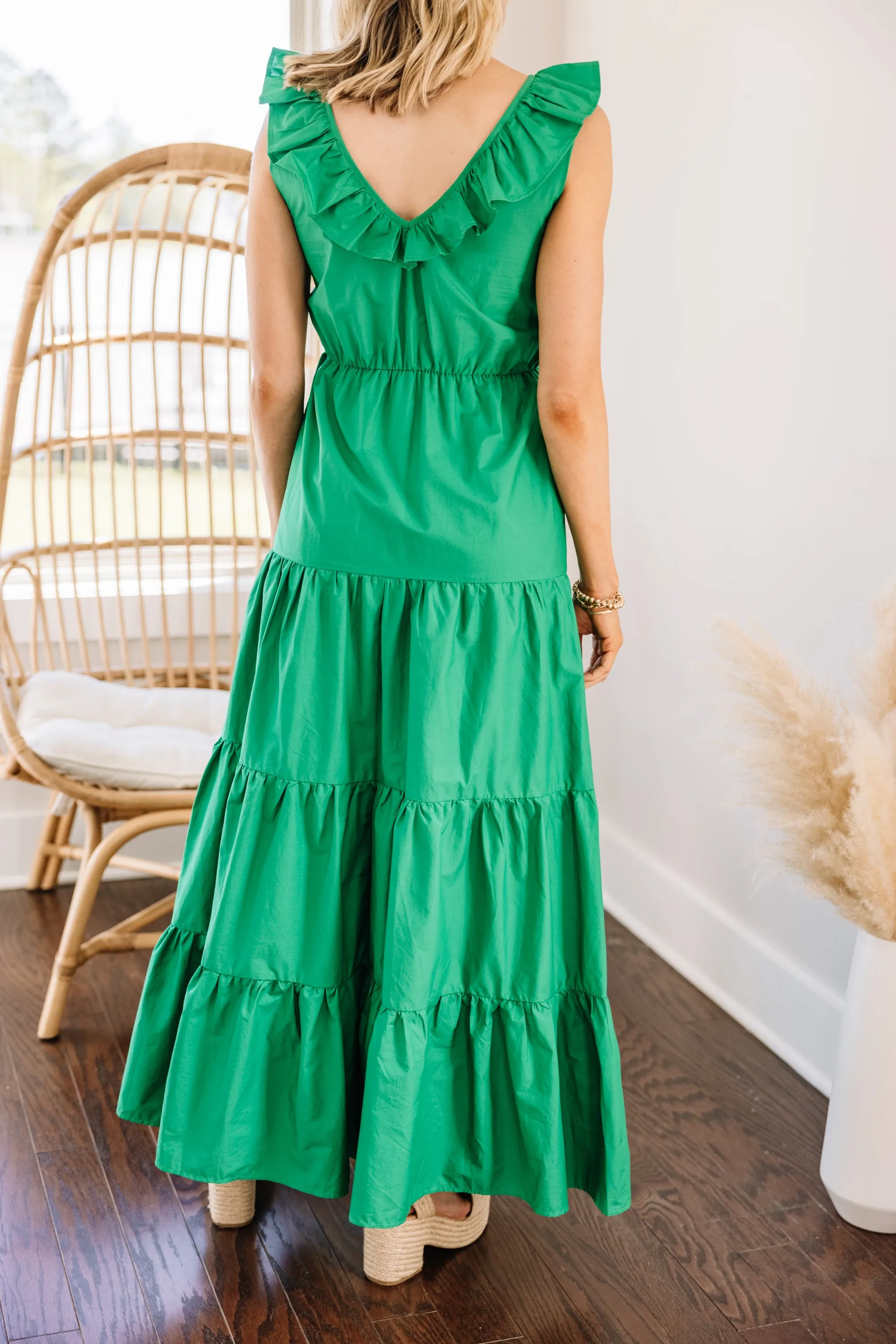 Around We Go Kelly Green Maxi Dress