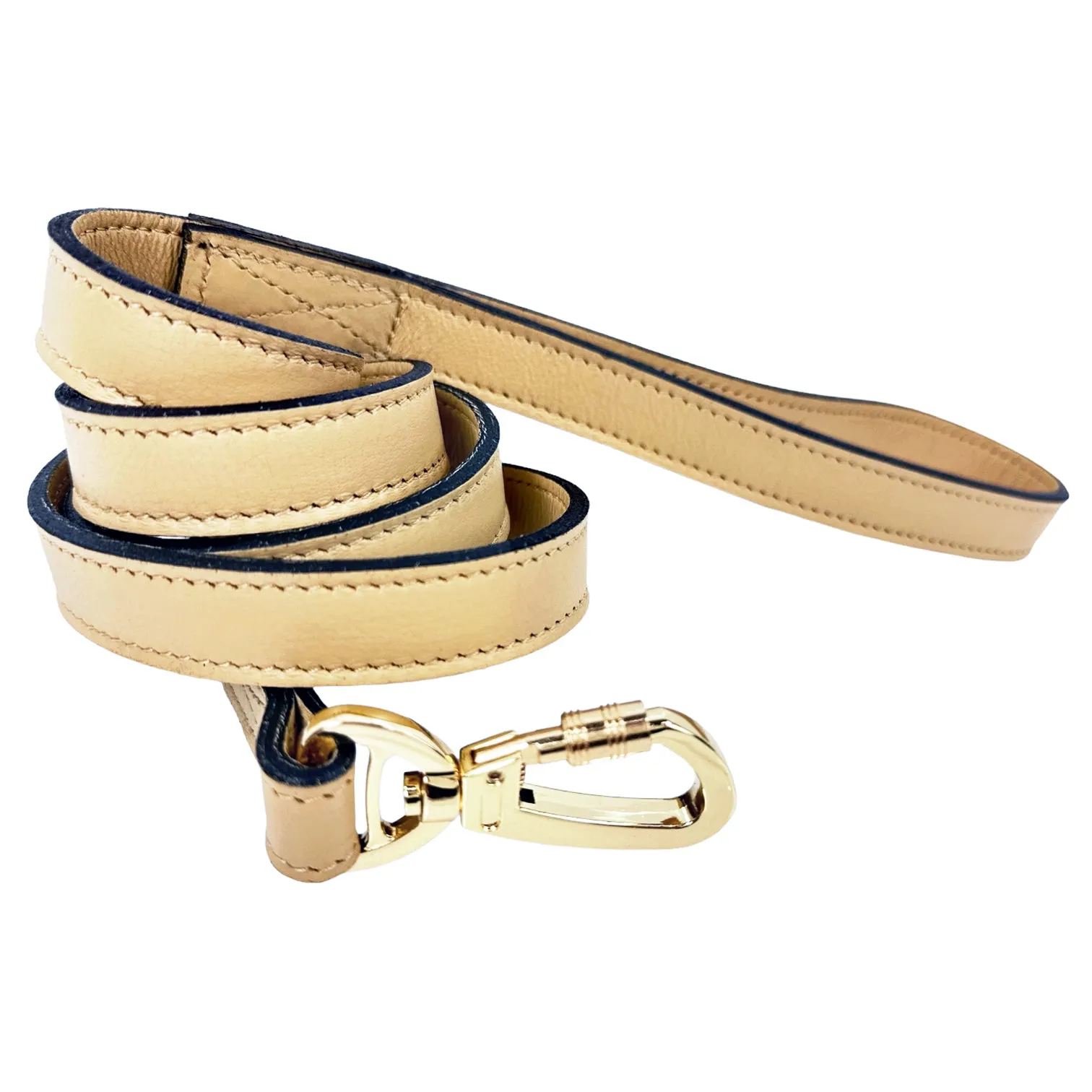 Athena Dog Leash in Vanilla & Gold