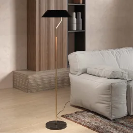 Balanced Black & Synthetic Rattan Floor Lamp