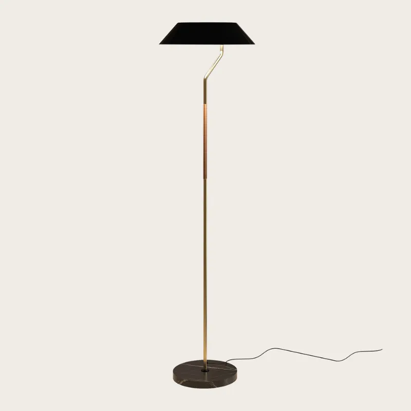 Balanced Black & Synthetic Rattan Floor Lamp