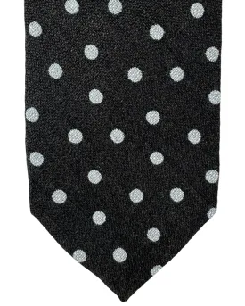 Barba Sevenfold Tie Dark Brown Polka Dots Design - Wool Silk