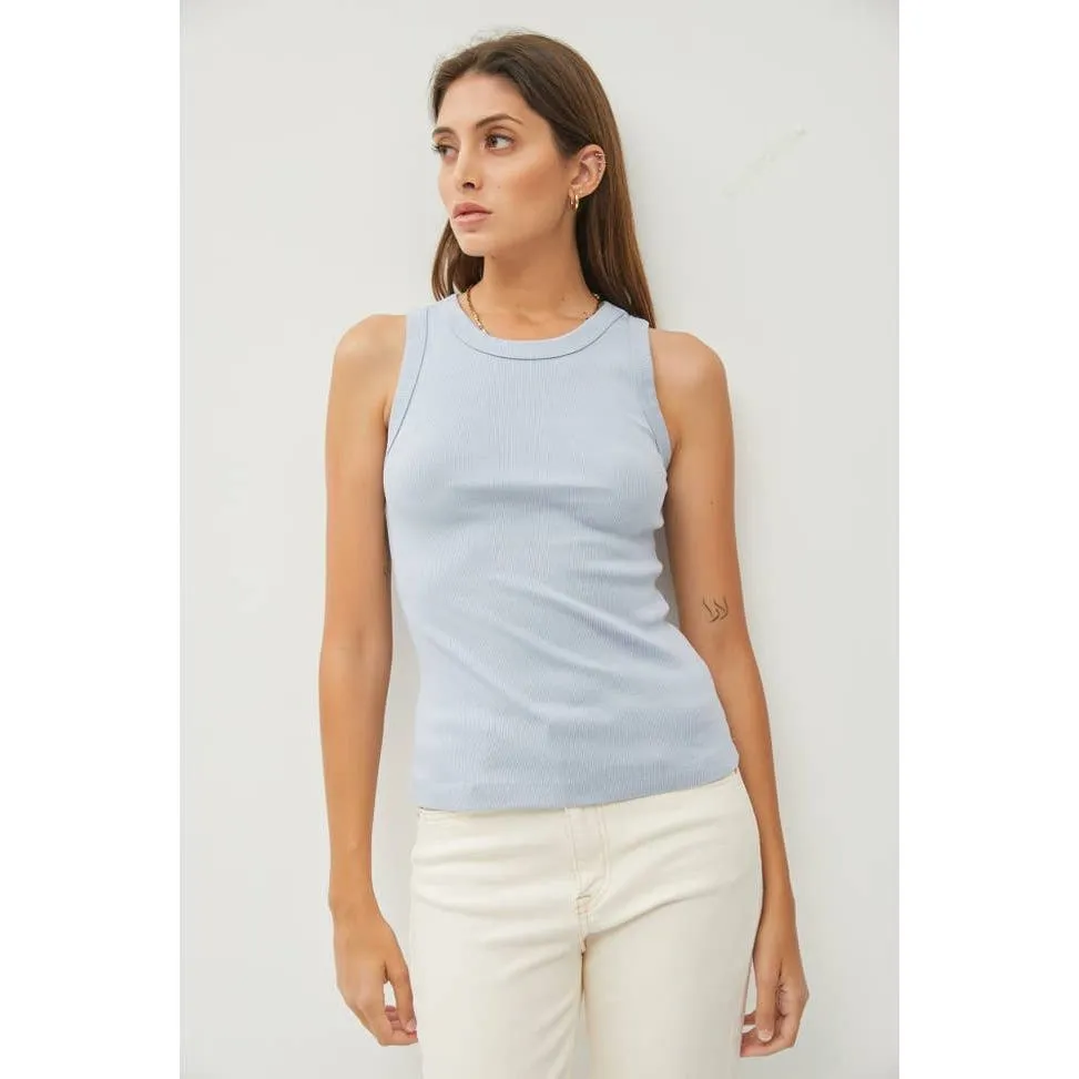 Basic Cotton Garment Dyed Round Neck Tank Top