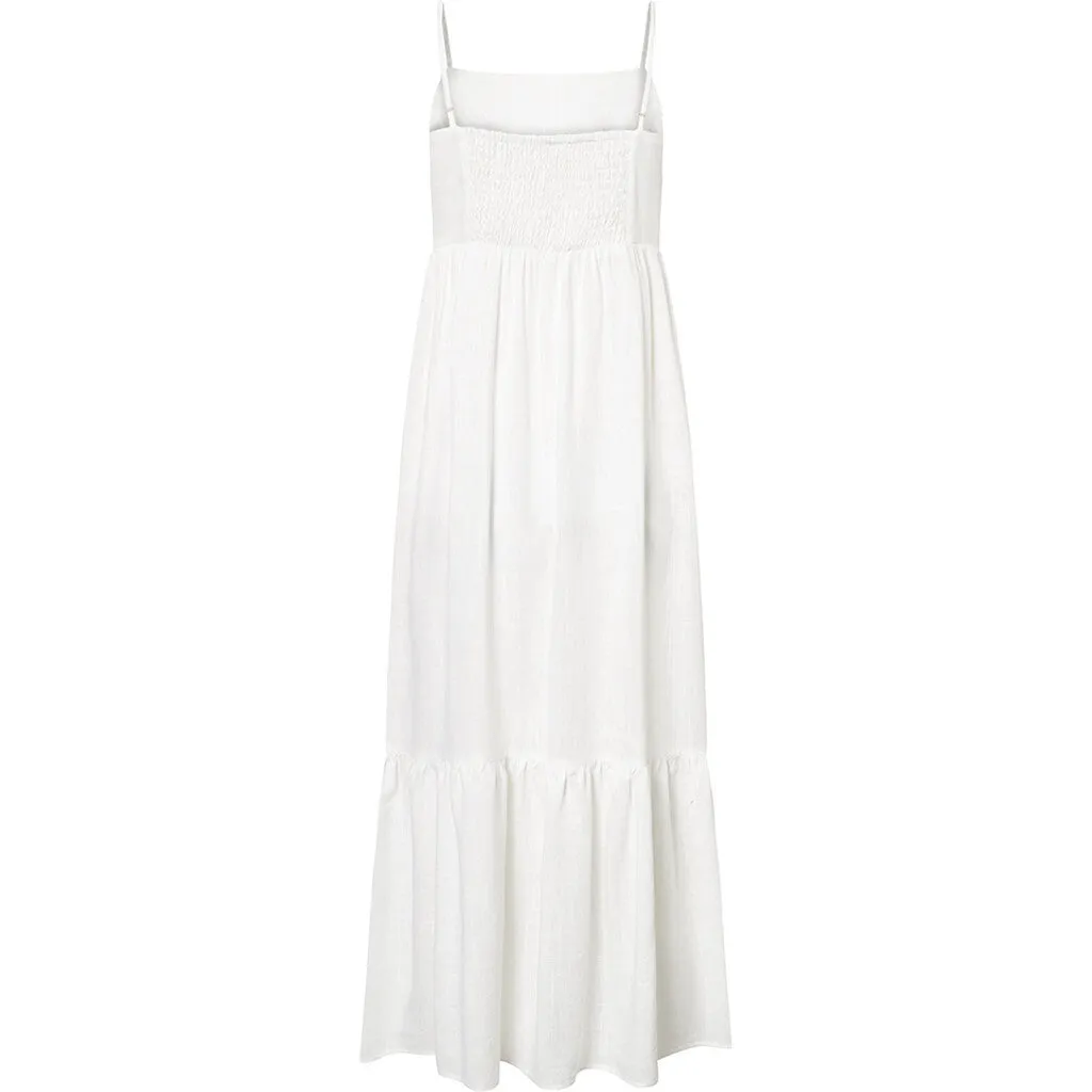 Beautiful Tara strap dress in delicious linen quality / 100026 - White