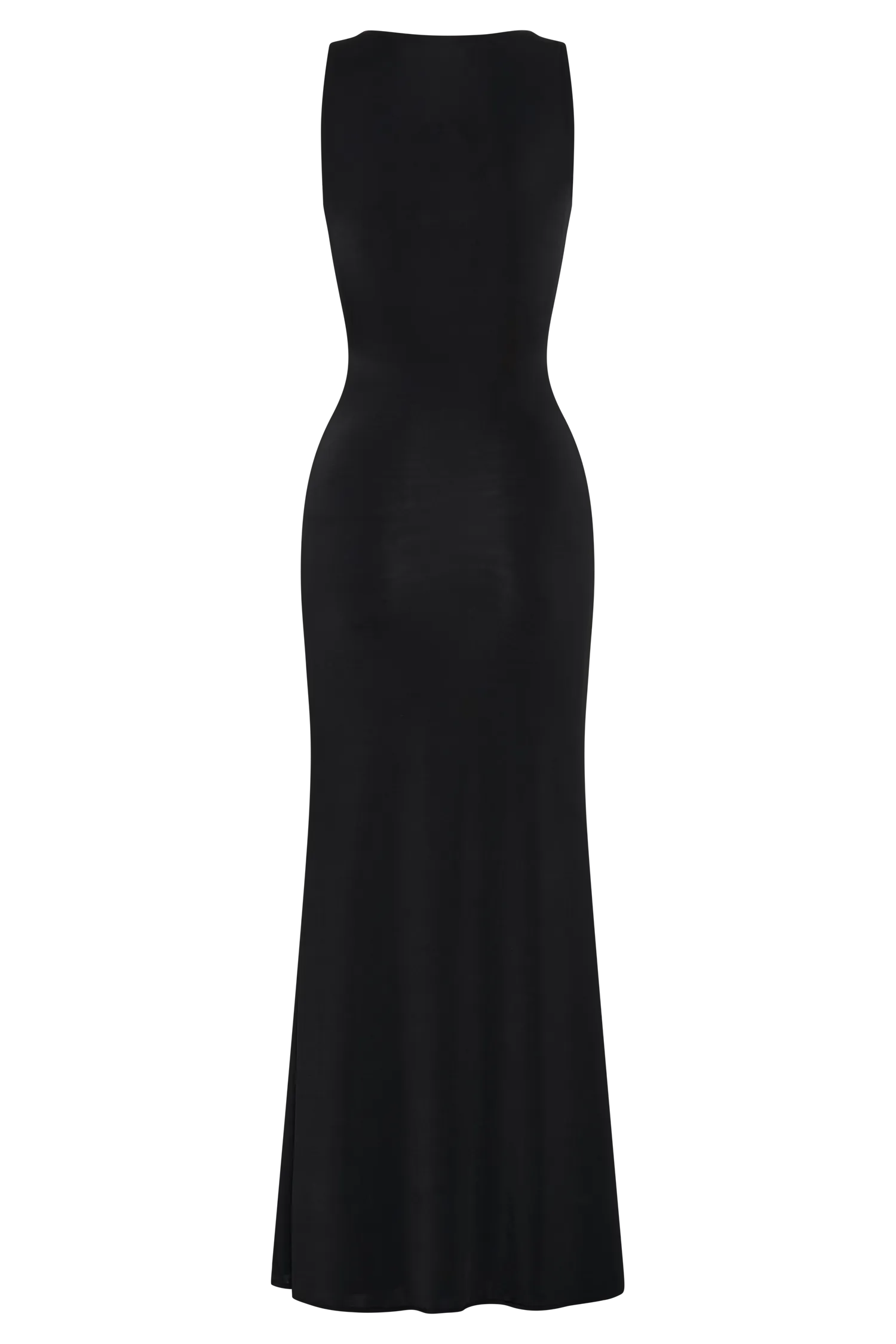 Black Maxi Dress with Floral Hardware by Beck Plunge - Stylish and Elegant