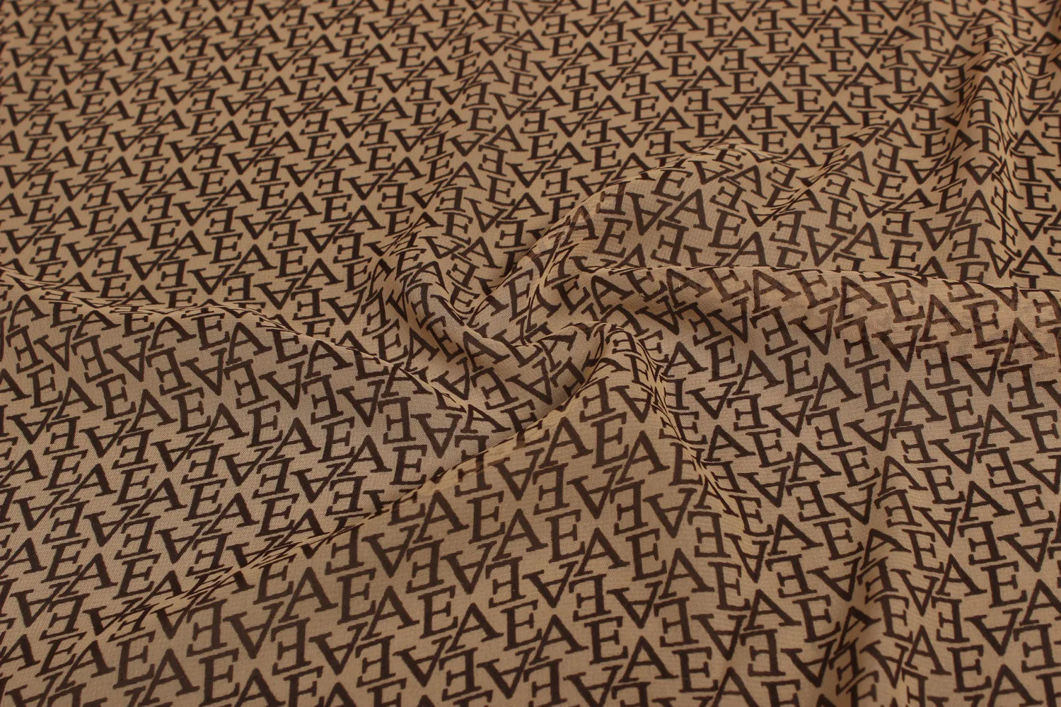 Beige & Brown Printed Georgette Fabric