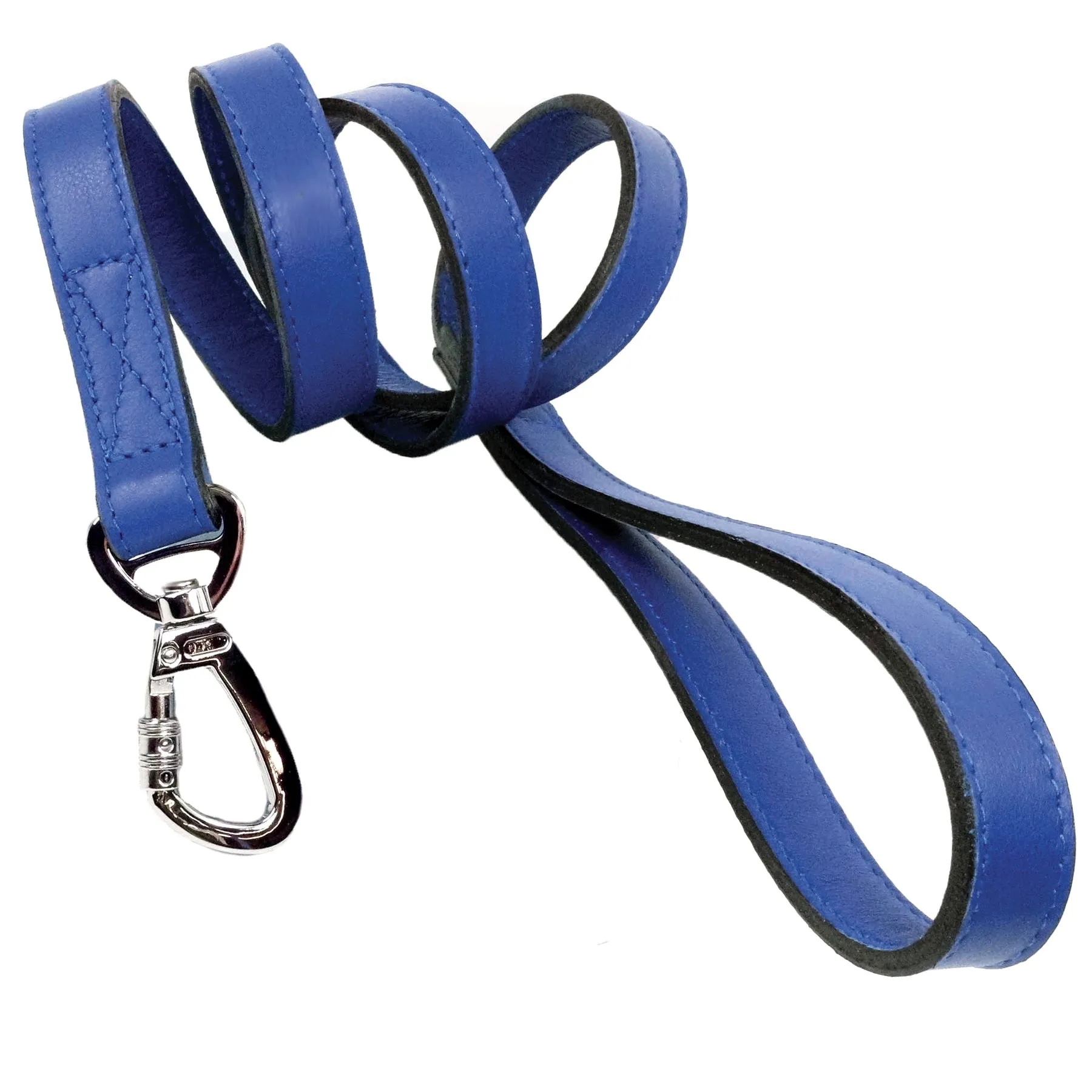 Belmont Dog Leash in Cobalt Blue & Nickel