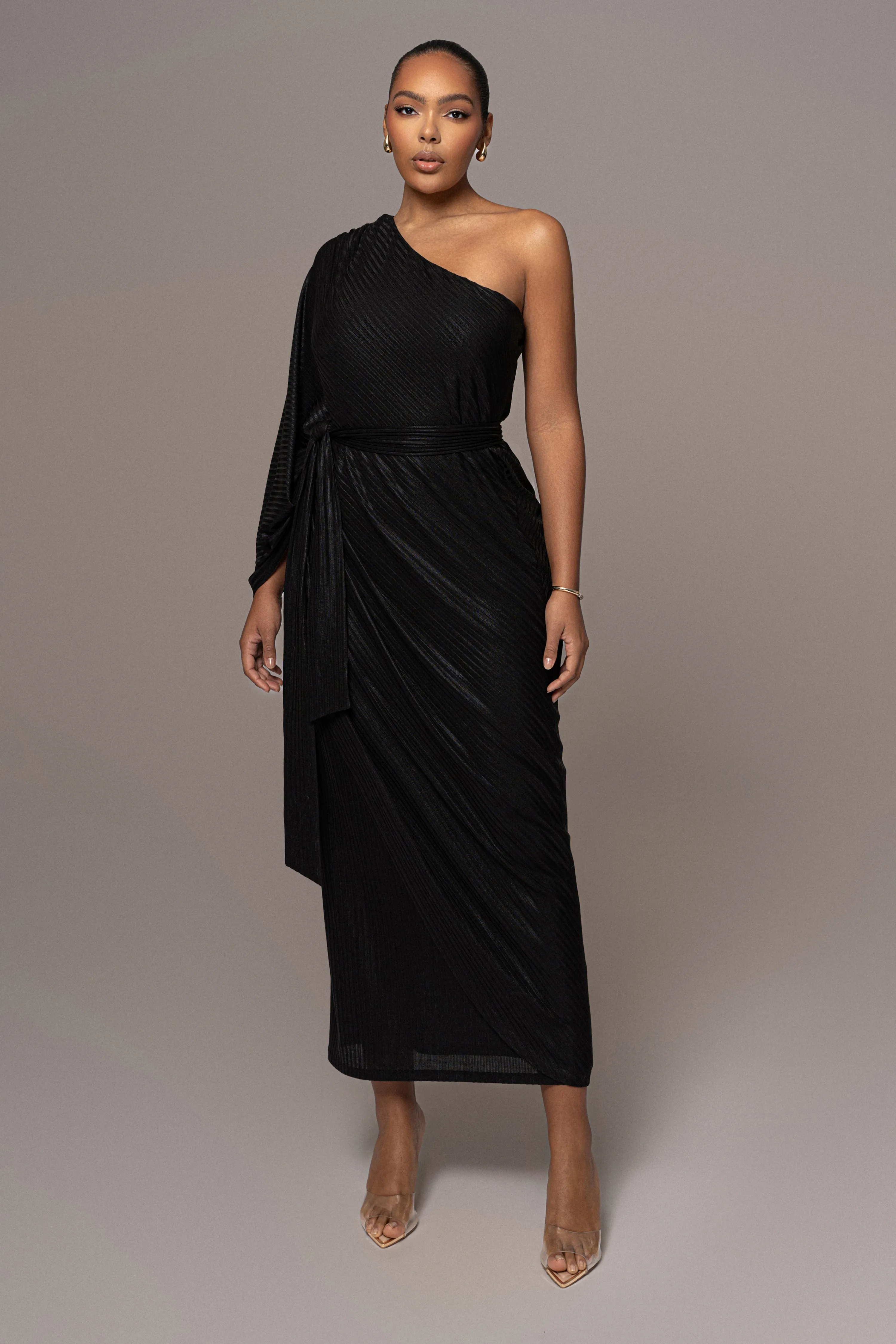 Black Amina Metallic Maxi Dress