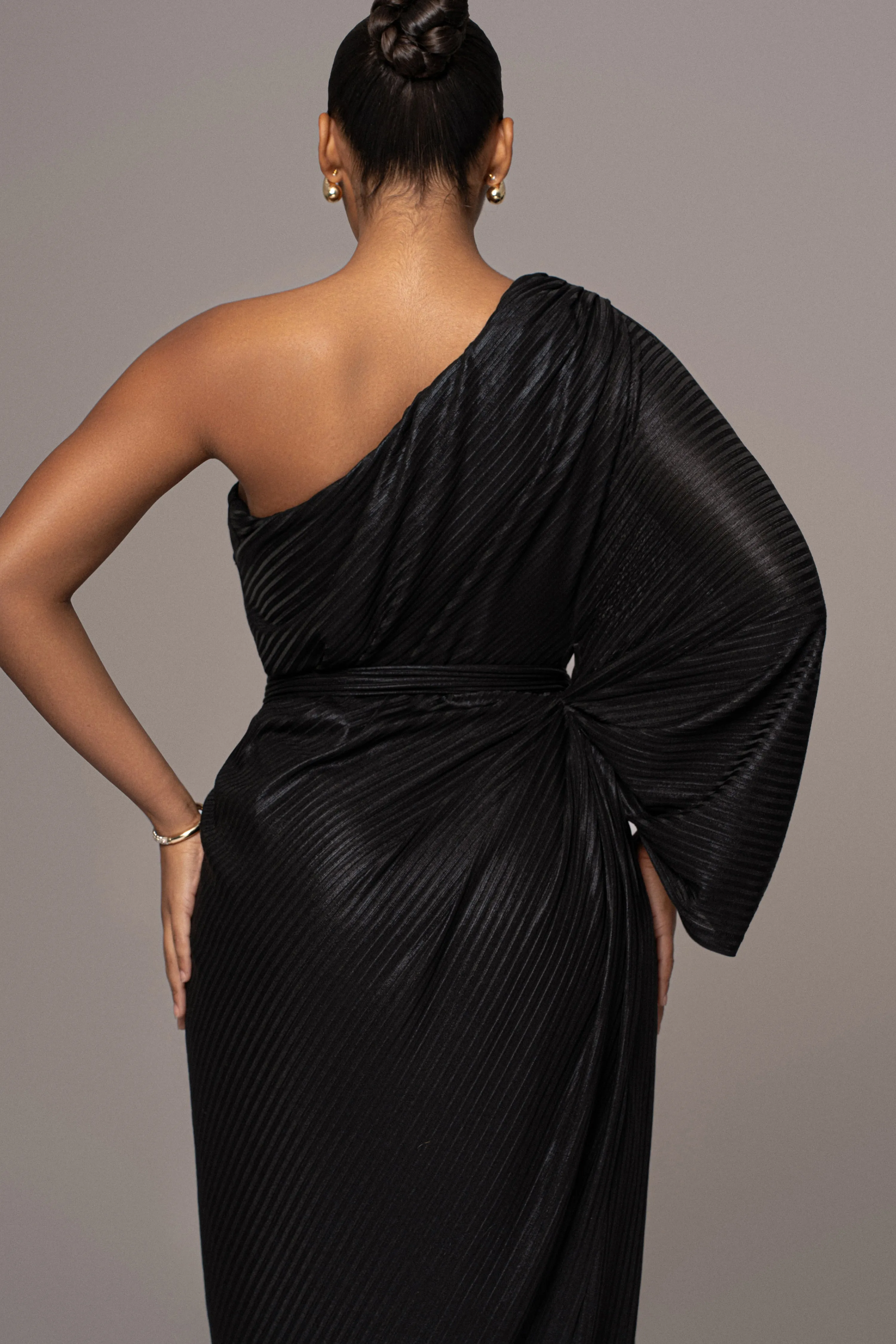 Black Amina Metallic Maxi Dress