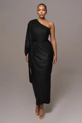 Black Amina Metallic Maxi Dress