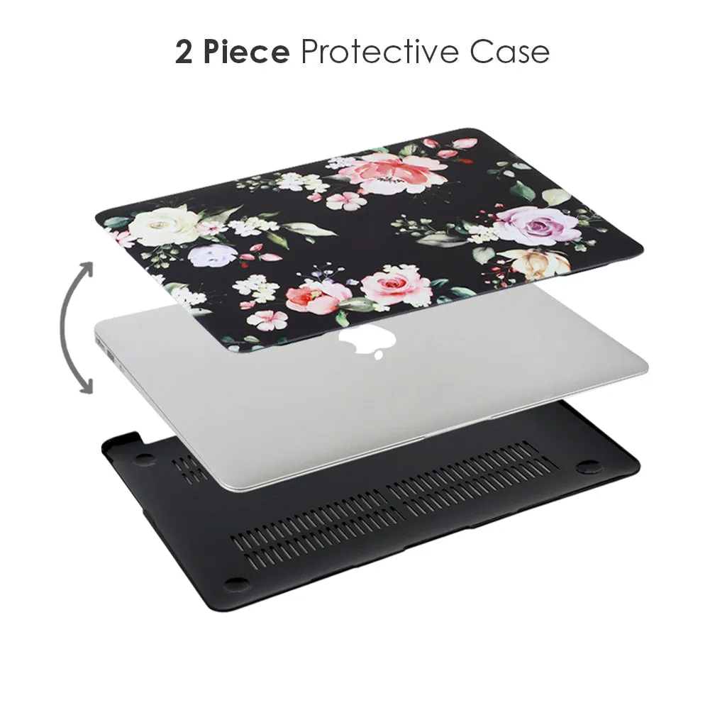 Black Floral MacBook Case