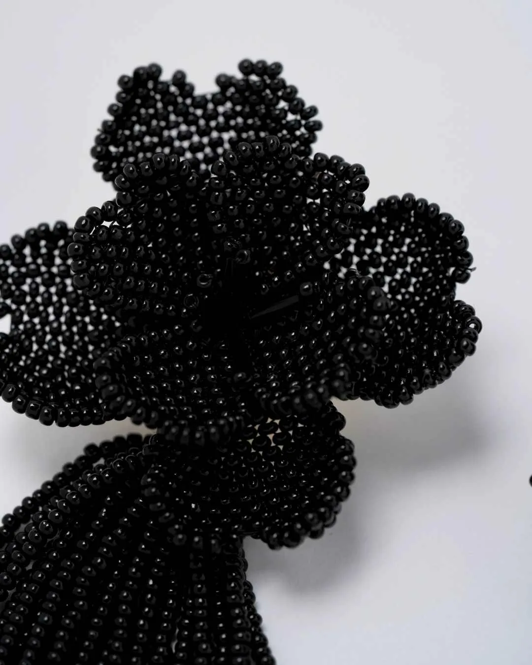 Black Flower Tassel Earrings