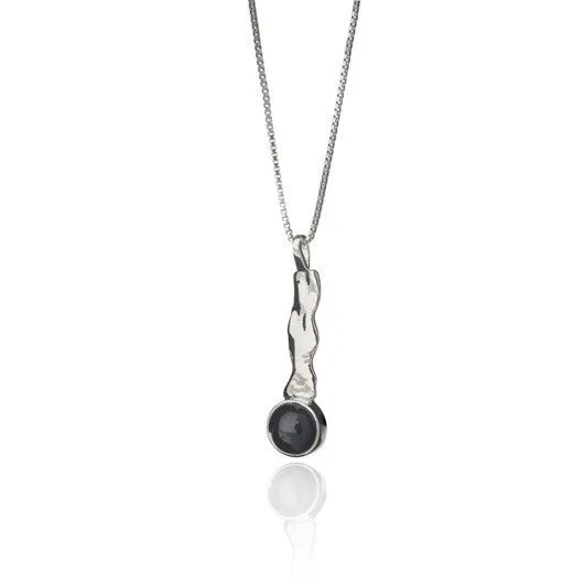 Black lava tear necklace - Long