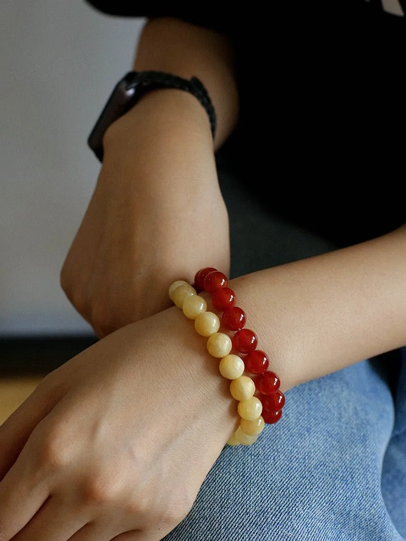 Black Onyx Red Onyx Yellow Jade 10mm Beaded Bracelet