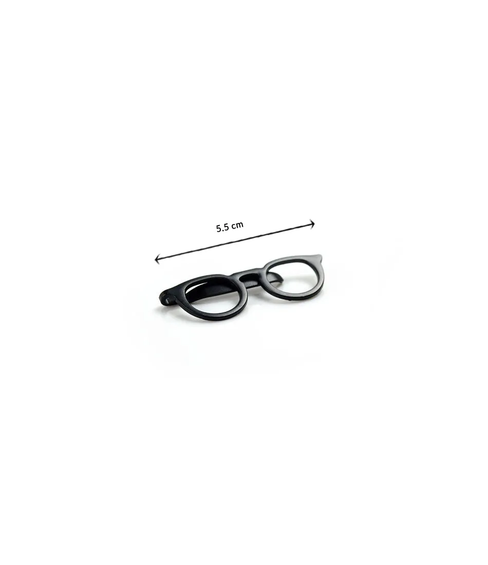 Black Retro Round Glasses Tie Bar