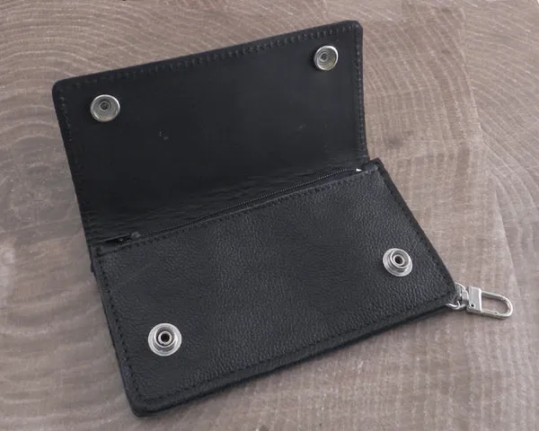 Black Soft Leather Biker Wallet