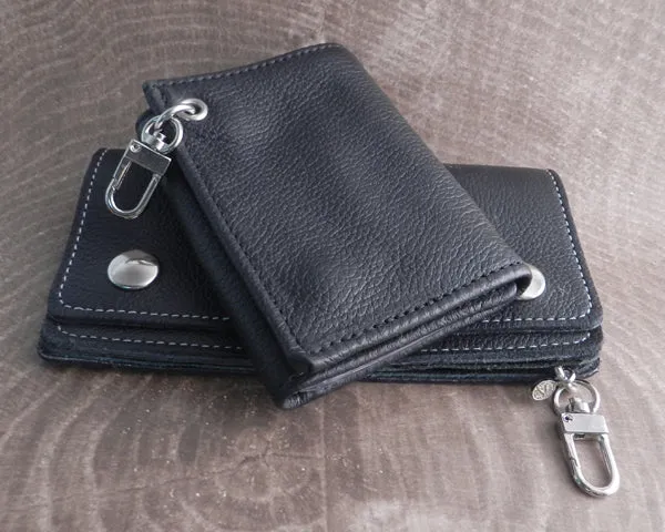 Black Soft Leather Biker Wallet