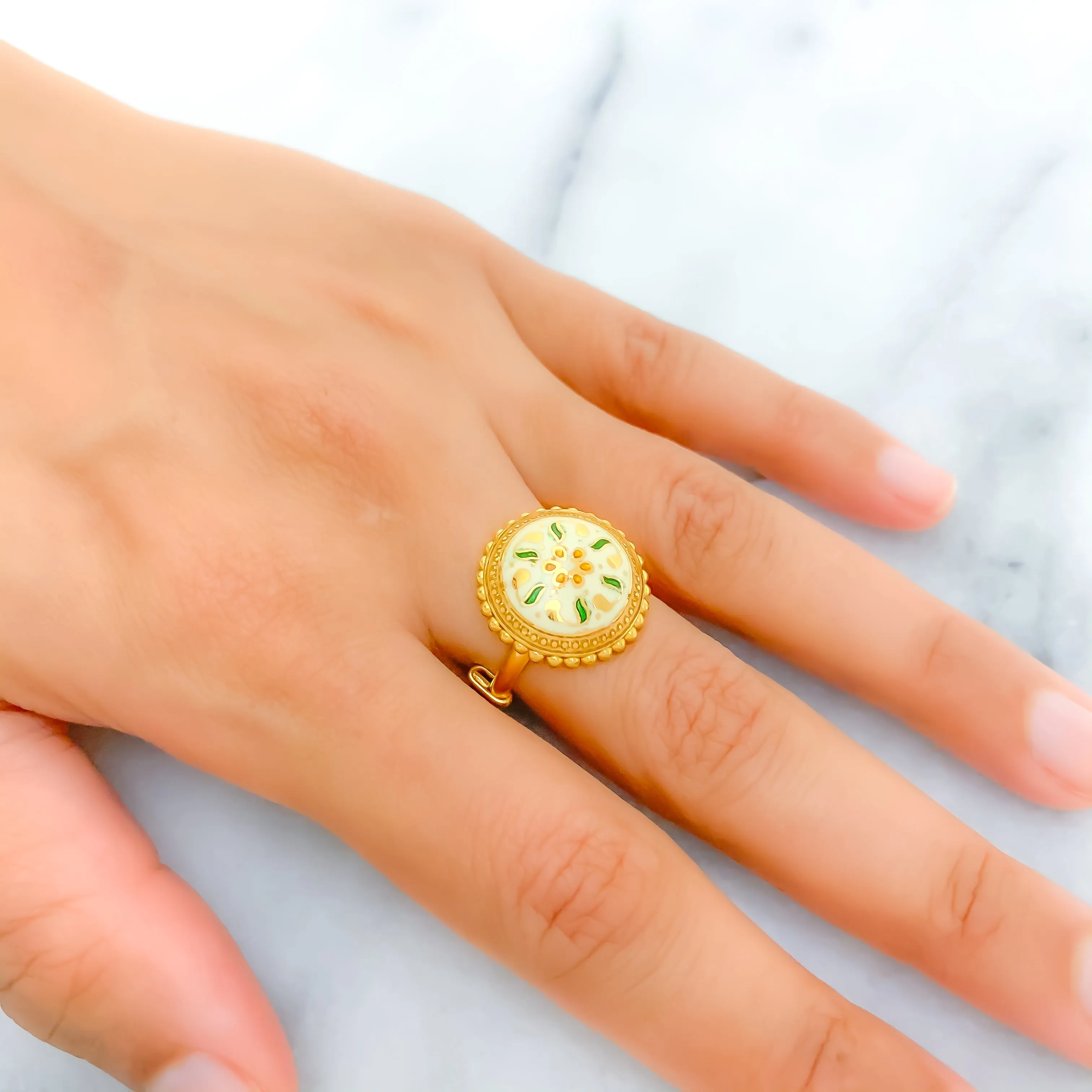 Blooming Regal Meena Ring