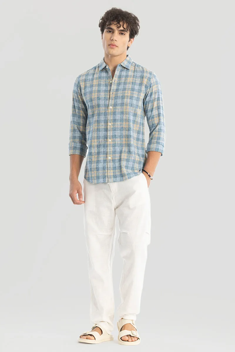 Blue Checks Linen Blend Shirt